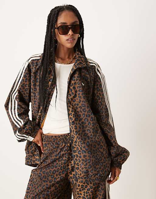 Adidas Originals Firebird loose track top in leopard print