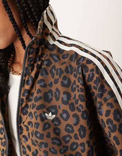 Adidas Originals Firebird loose track top in leopard print