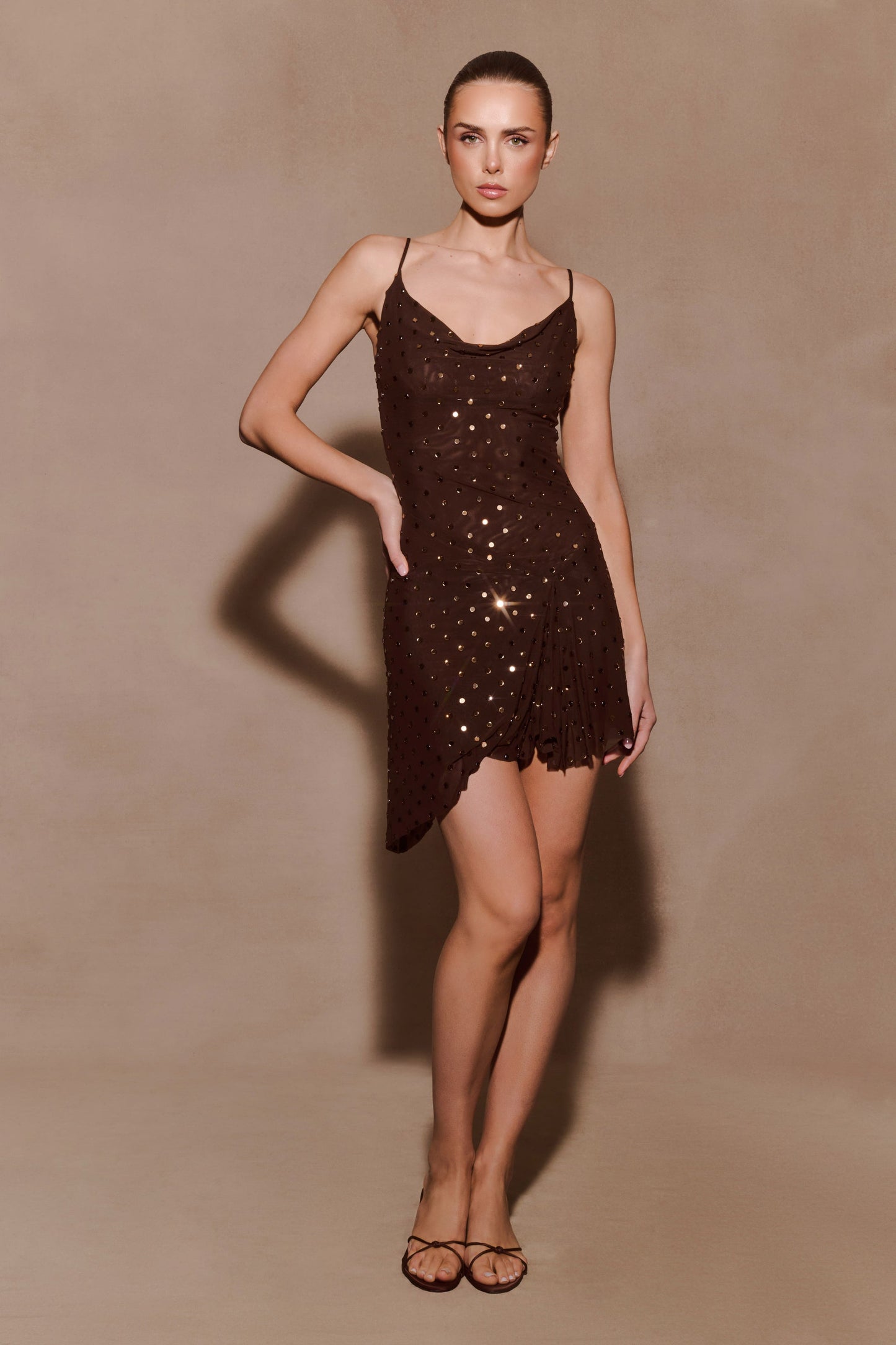 Diamante Cowl Mini Dress