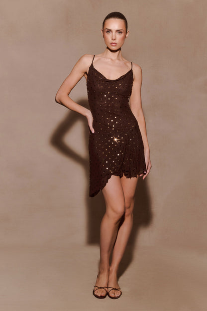 Diamante Cowl Mini Dress