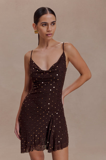 Diamante Cowl Mini Dress