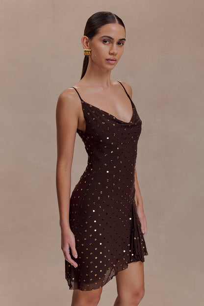 Diamante Cowl Mini Dress