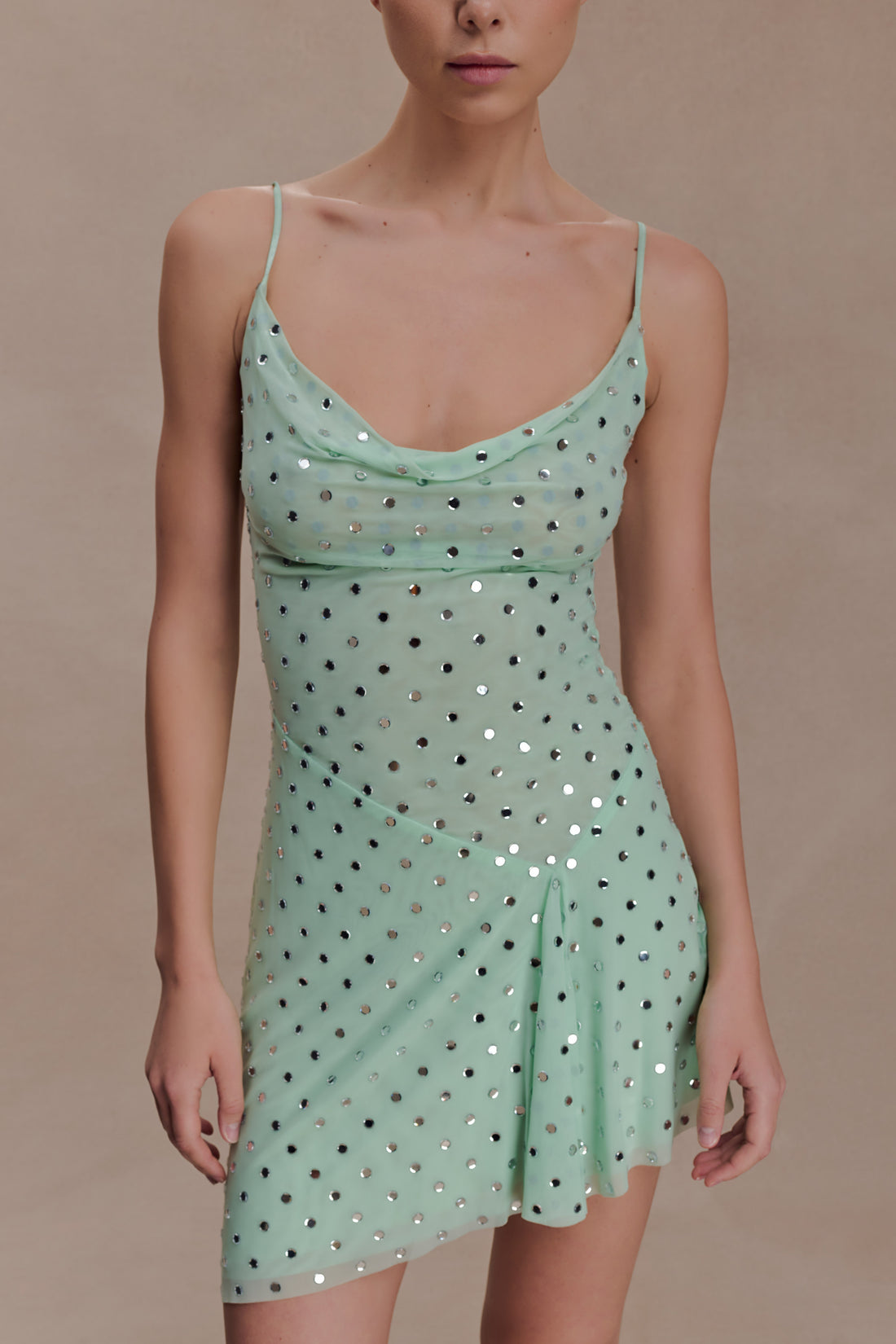 Diamante Cowl Mini Dress