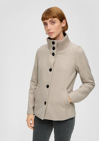 Twill Coat with Stand-Up Collar