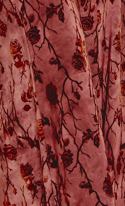 Mauve Floral Flocked Fallen Shoulder Top