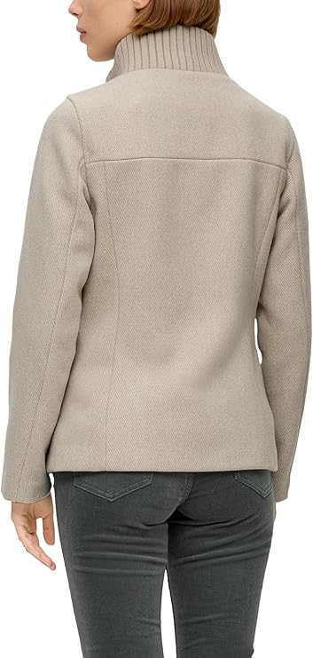 Twill Coat with Stand-Up Collar