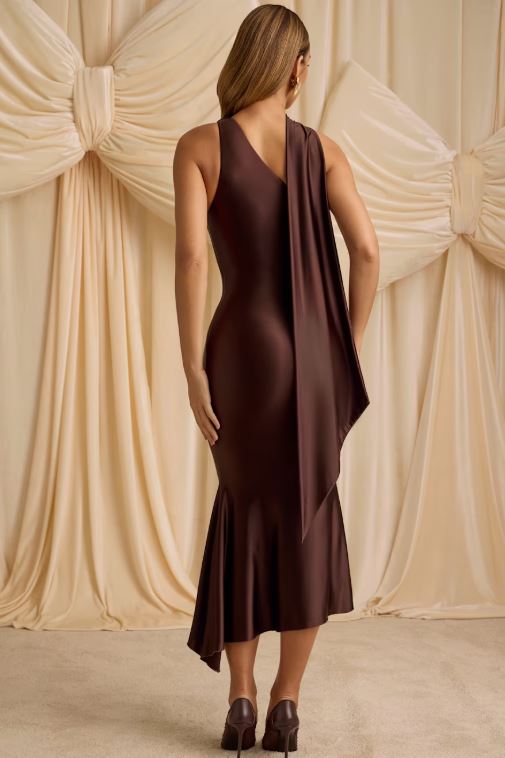 Asymmetric Scarf Midi Maxi Dress