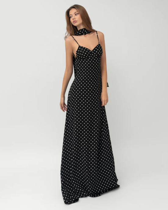 Midnight Polka Maxi Dress