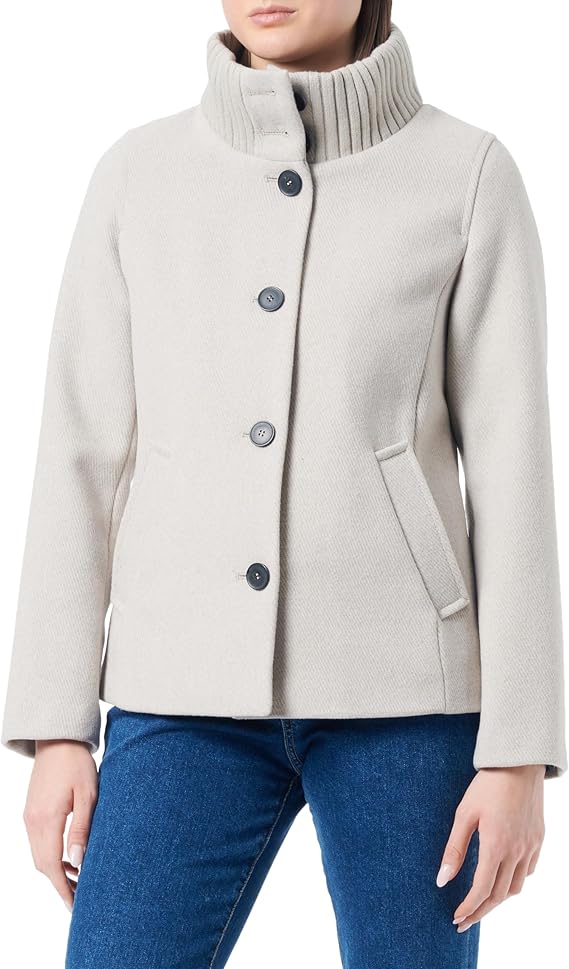 Twill Coat with Stand-Up Collar