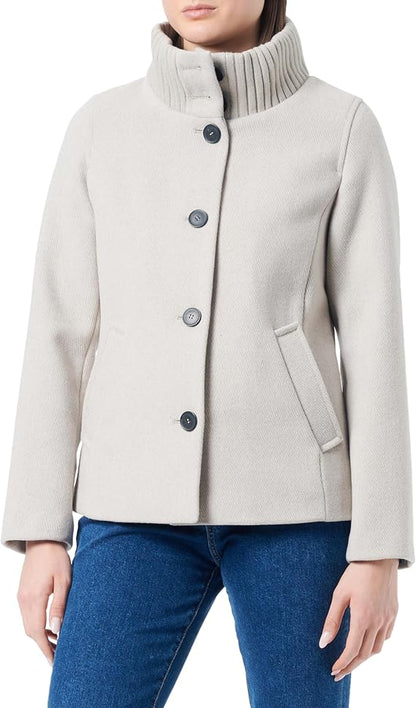 Twill Coat with Stand-Up Collar