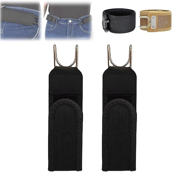Buckleless Belt Hook, Tactical Metal Hook Elastic Belt, Unisex Buckle-Less Invisible Waist Belts for Work & Edc
