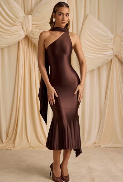 Asymmetric Scarf Midi Maxi Dress