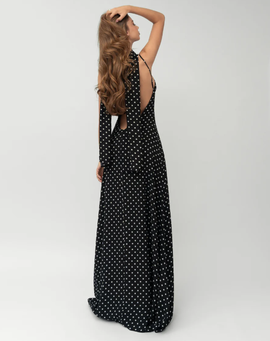 Midnight Polka Maxi Dress