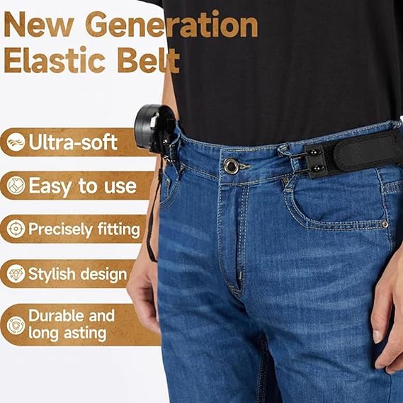 Buckleless Belt Hook, Tactical Metal Hook Elastic Belt, Unisex Buckle-Less Invisible Waist Belts for Work & Edc