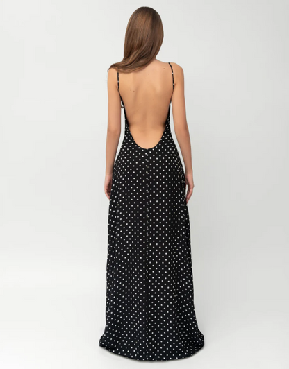Midnight Polka Maxi Dress