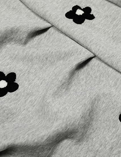 Aelfric Eden Baggy Wide Leg Sweatpants Flower Embroidery Casual Y2K Elastic Drawstring Lantern Barrel Lounge Trouser Pants