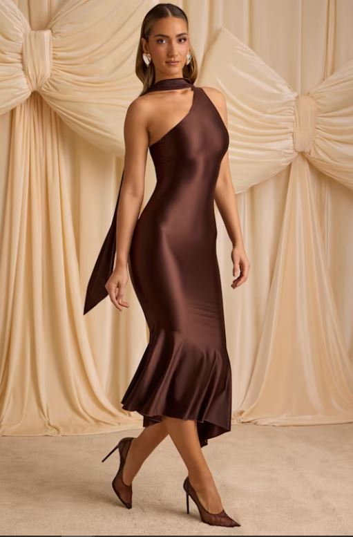 Asymmetric Scarf Midi Maxi Dress