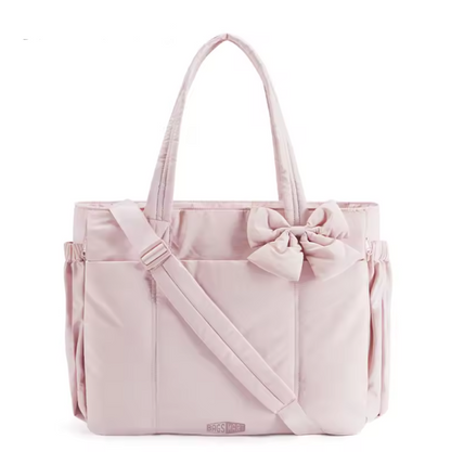 Pink Bow Tote Bag – chic pink tote bag for women, fashionable everyday handbag