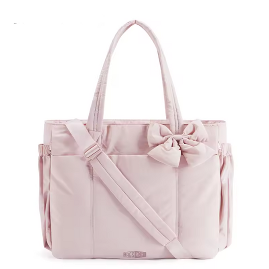 Pink Bow Tote Bag – chic pink tote bag for women, fashionable everyday handbag