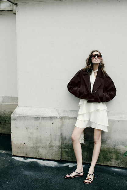 DOUBLE-BREASTED SHORT TRENCH COAT