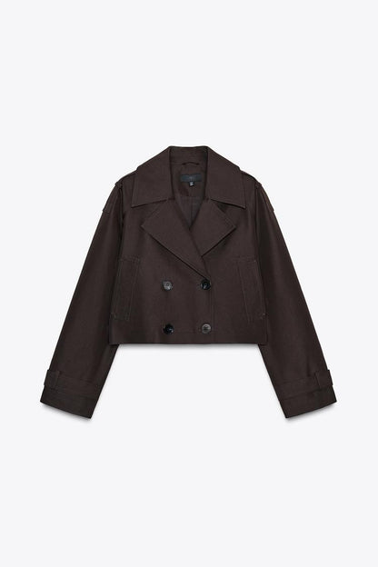 DOUBLE-BREASTED SHORT TRENCH COAT
