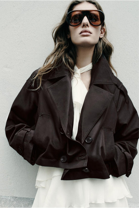 DOUBLE-BREASTED SHORT TRENCH COAT