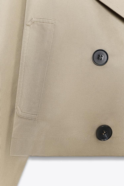DOUBLE-BREASTED SHORT TRENCH COAT