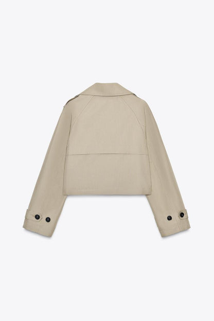DOUBLE-BREASTED SHORT TRENCH COAT