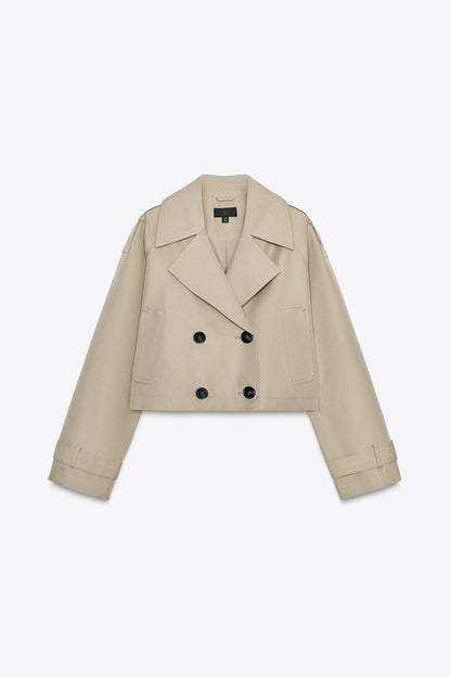 DOUBLE-BREASTED SHORT TRENCH COAT