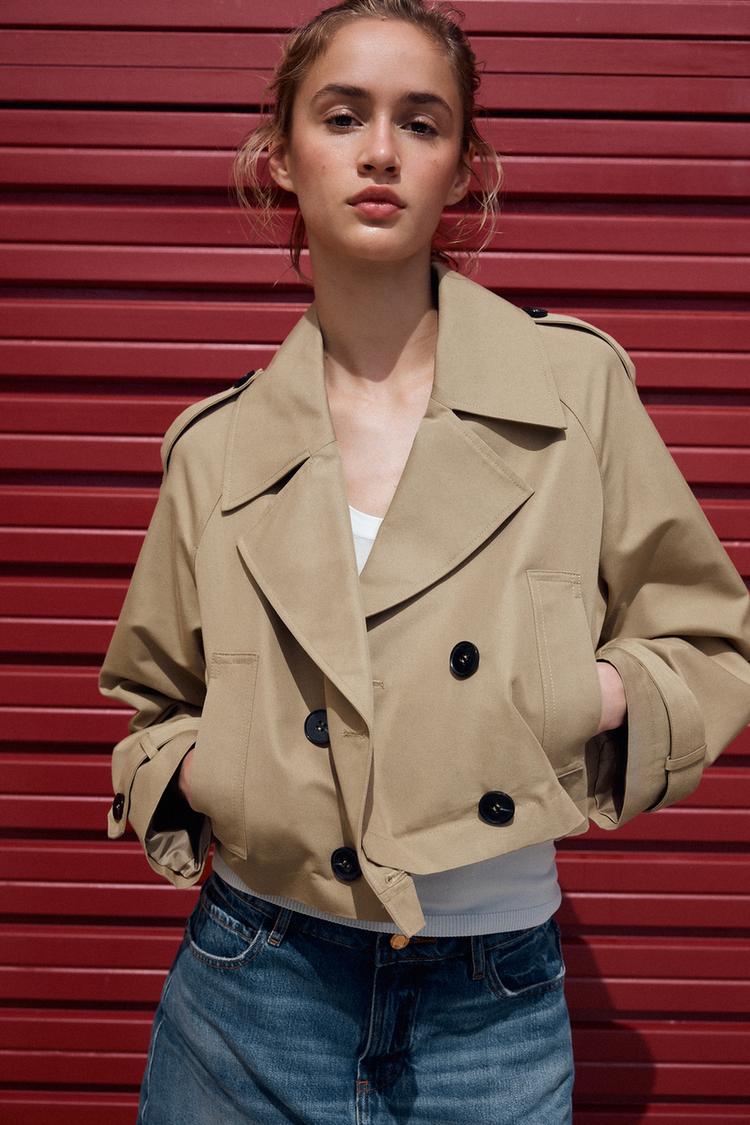 DOUBLE-BREASTED SHORT TRENCH COAT