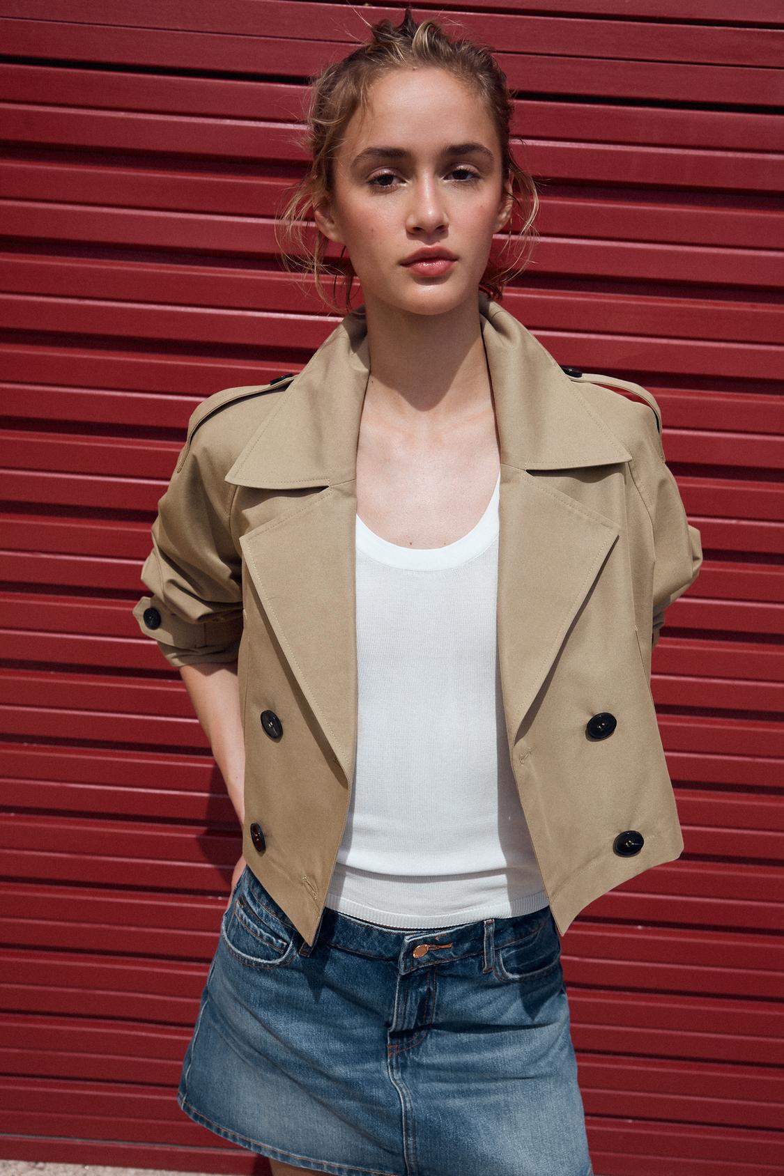 DOUBLE-BREASTED SHORT TRENCH COAT