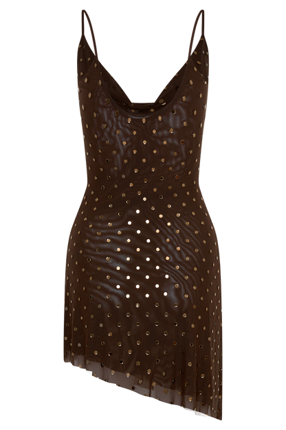 Diamante Cowl Mini Dress