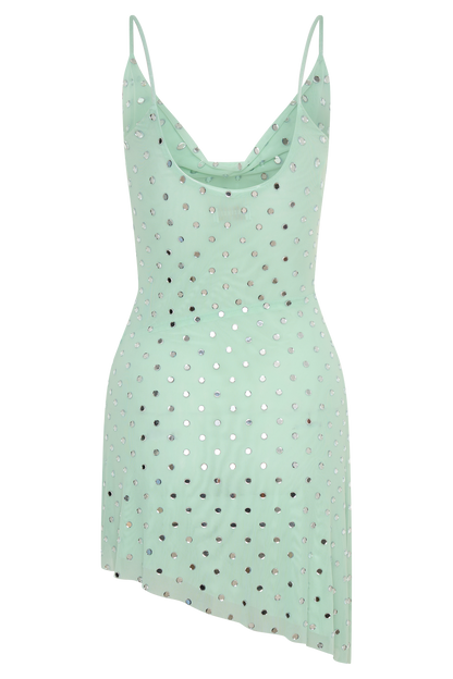 Diamante Cowl Mini Dress