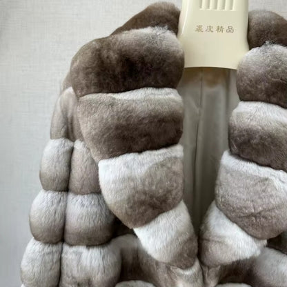 Women Rabbit Fur Jackets Real Rex Rabbit Fur Coat Best Selling Women's Short Coat Chinchilla Fur Coats