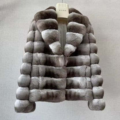 Women Rabbit Fur Jackets Real Rex Rabbit Fur Coat Best Selling Women's Short Coat Chinchilla Fur Coats