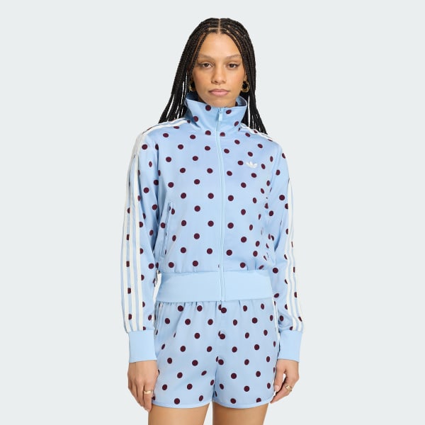 SATIN POLKA DOTS WIDE LEG PANT &  TT TRACK TOP