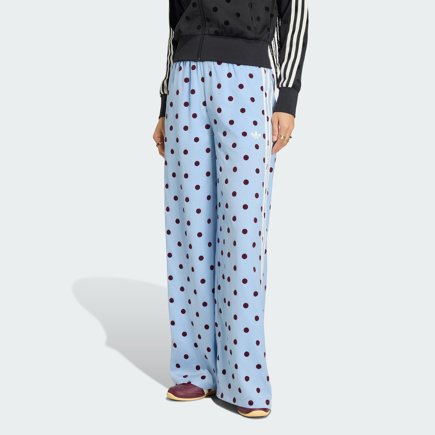 SATIN POLKA DOTS WIDE LEG PANT &  TT TRACK TOP