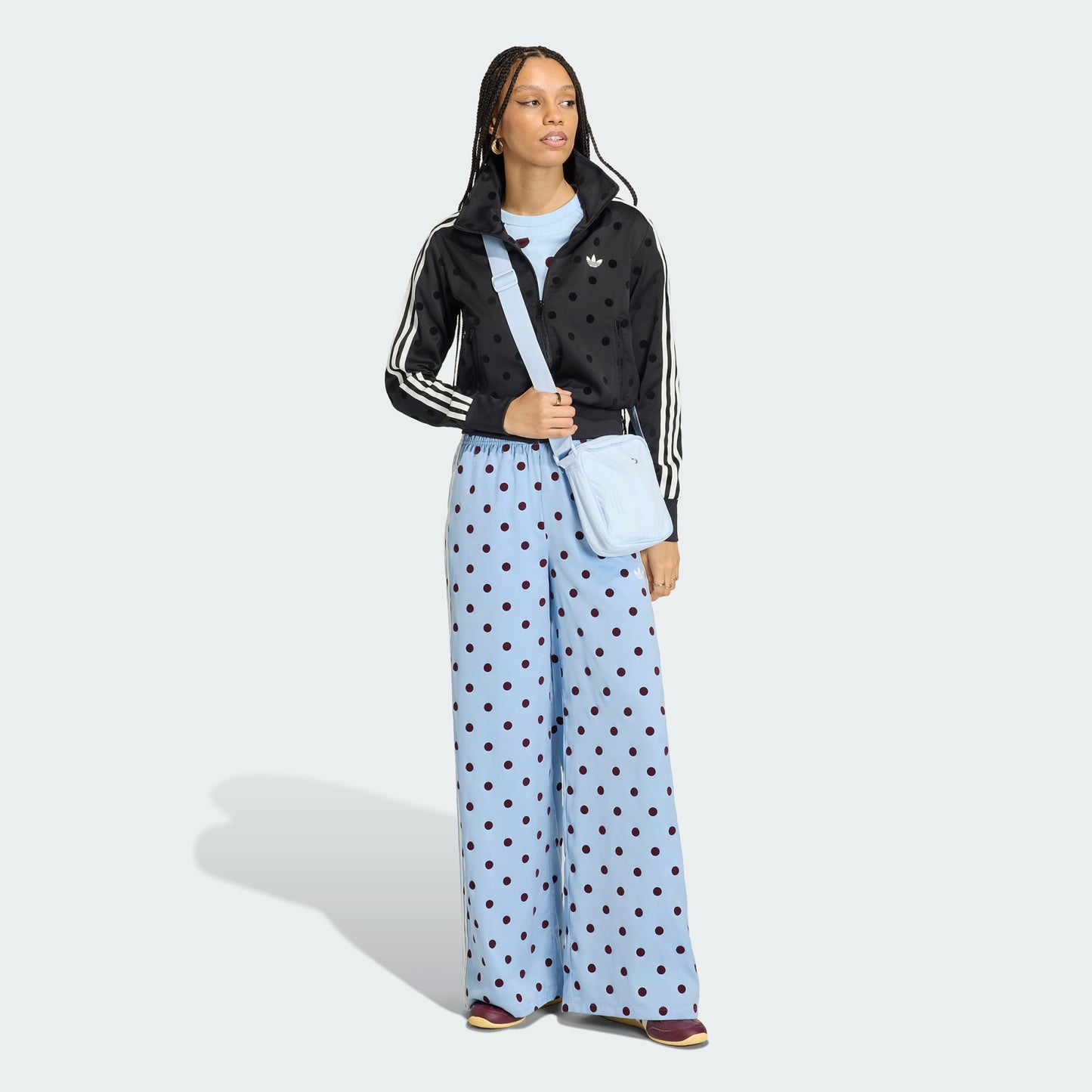 SATIN POLKA DOTS WIDE LEG PANT &  TT TRACK TOP