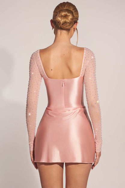 Clemmie - Long-Sleeve Draped Mini Dress