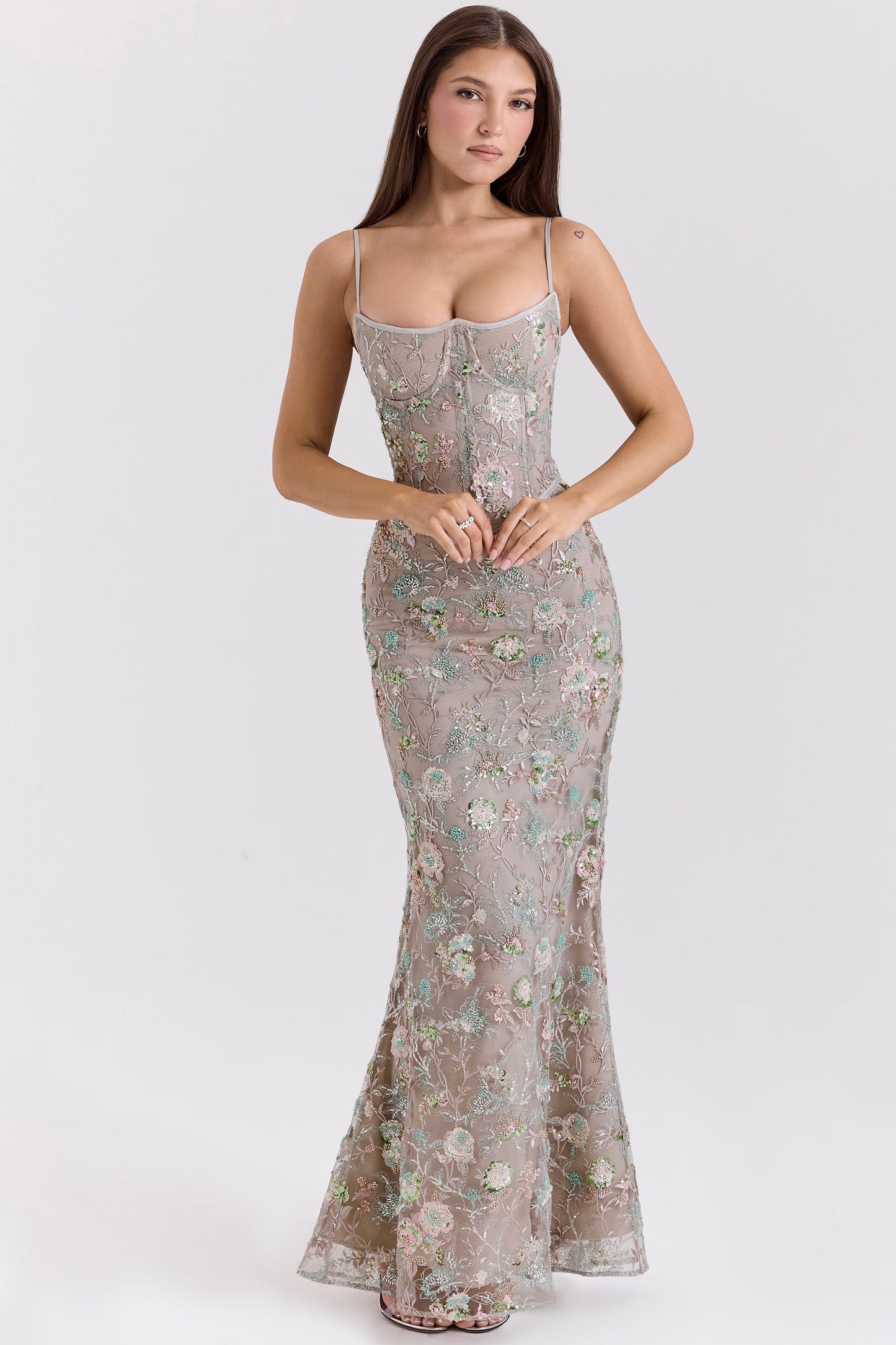 Naima Hand-Beaded Embellished Corset Maxi Dress