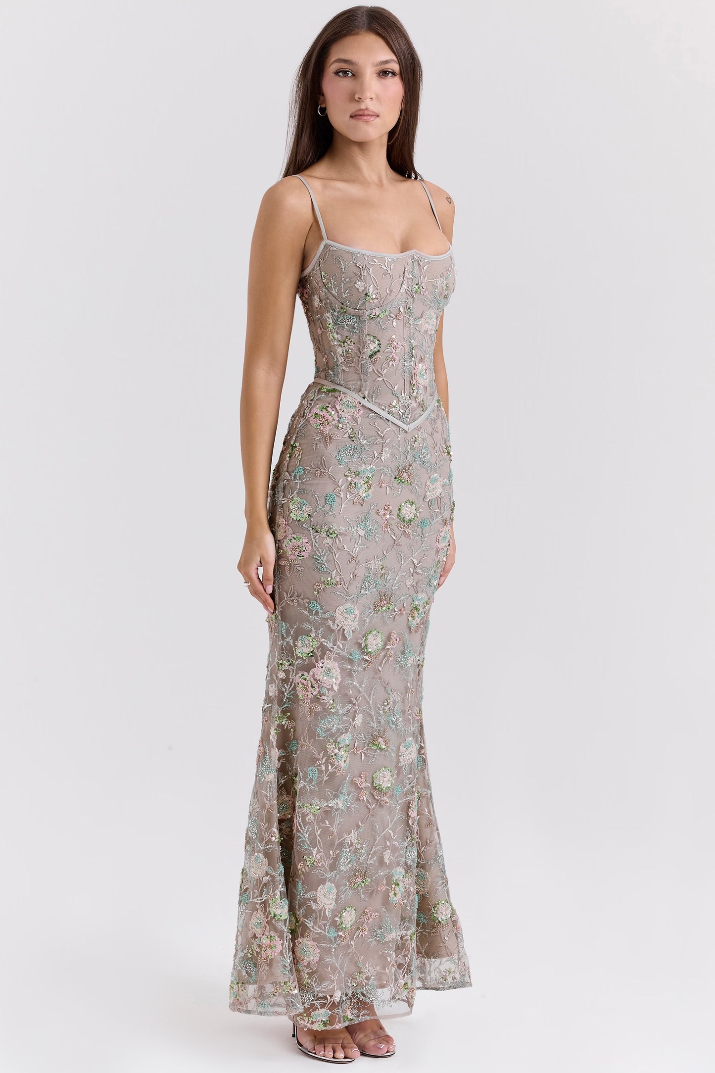 Naima Hand-Beaded Embellished Corset Maxi Dress