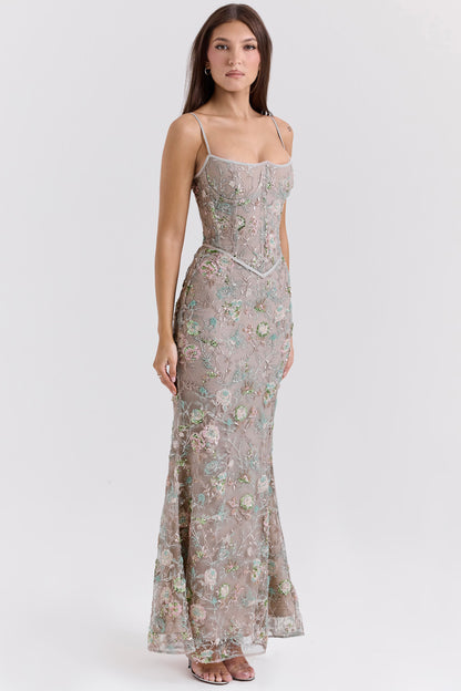 Naima Hand-Beaded Embellished Corset Maxi Dress