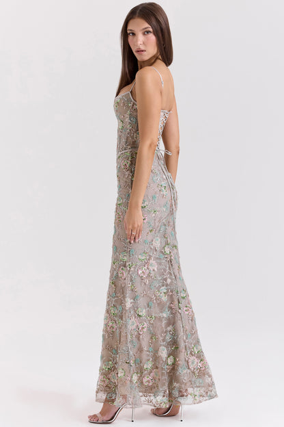 Naima Hand-Beaded Embellished Corset Maxi Dress