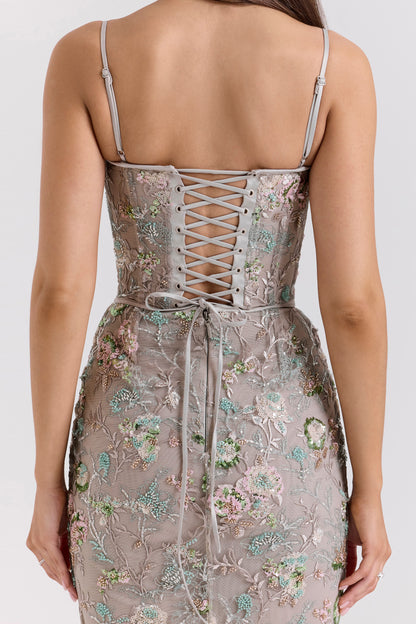 Naima Hand-Beaded Embellished Corset Maxi Dress