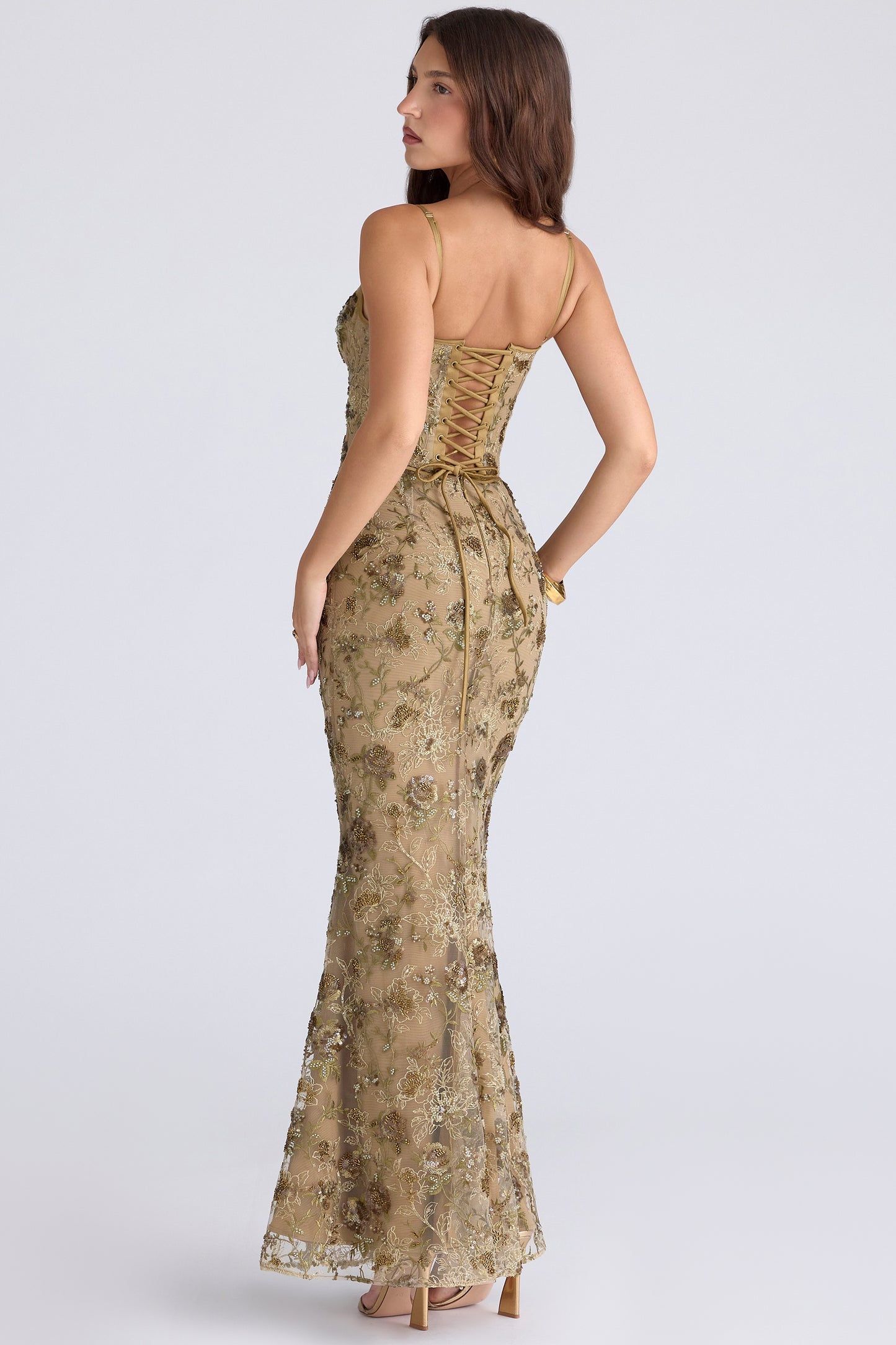 Naima Hand-Beaded Embellished Corset Maxi Dress