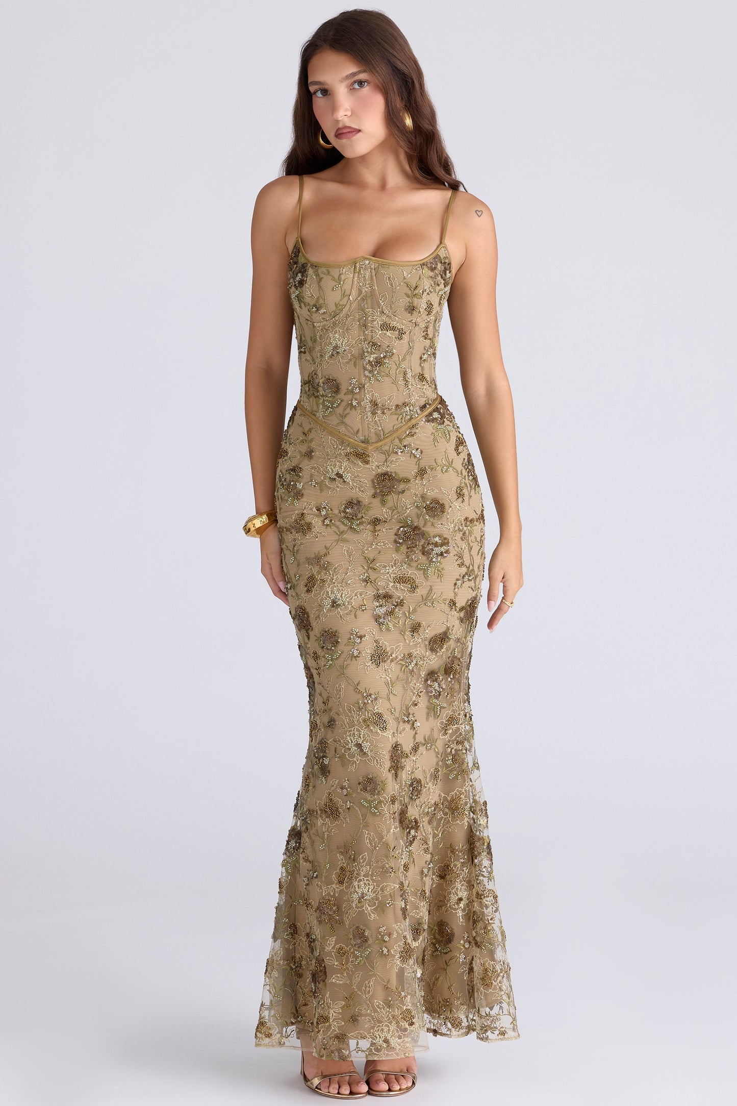Naima Hand-Beaded Embellished Corset Maxi Dress