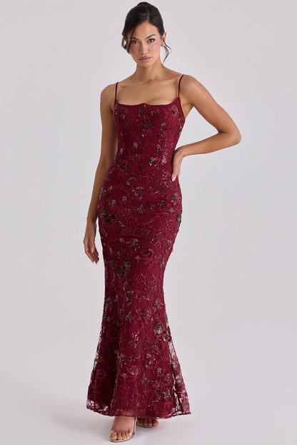 Naima Hand-Beaded Embellished Corset Maxi Dress