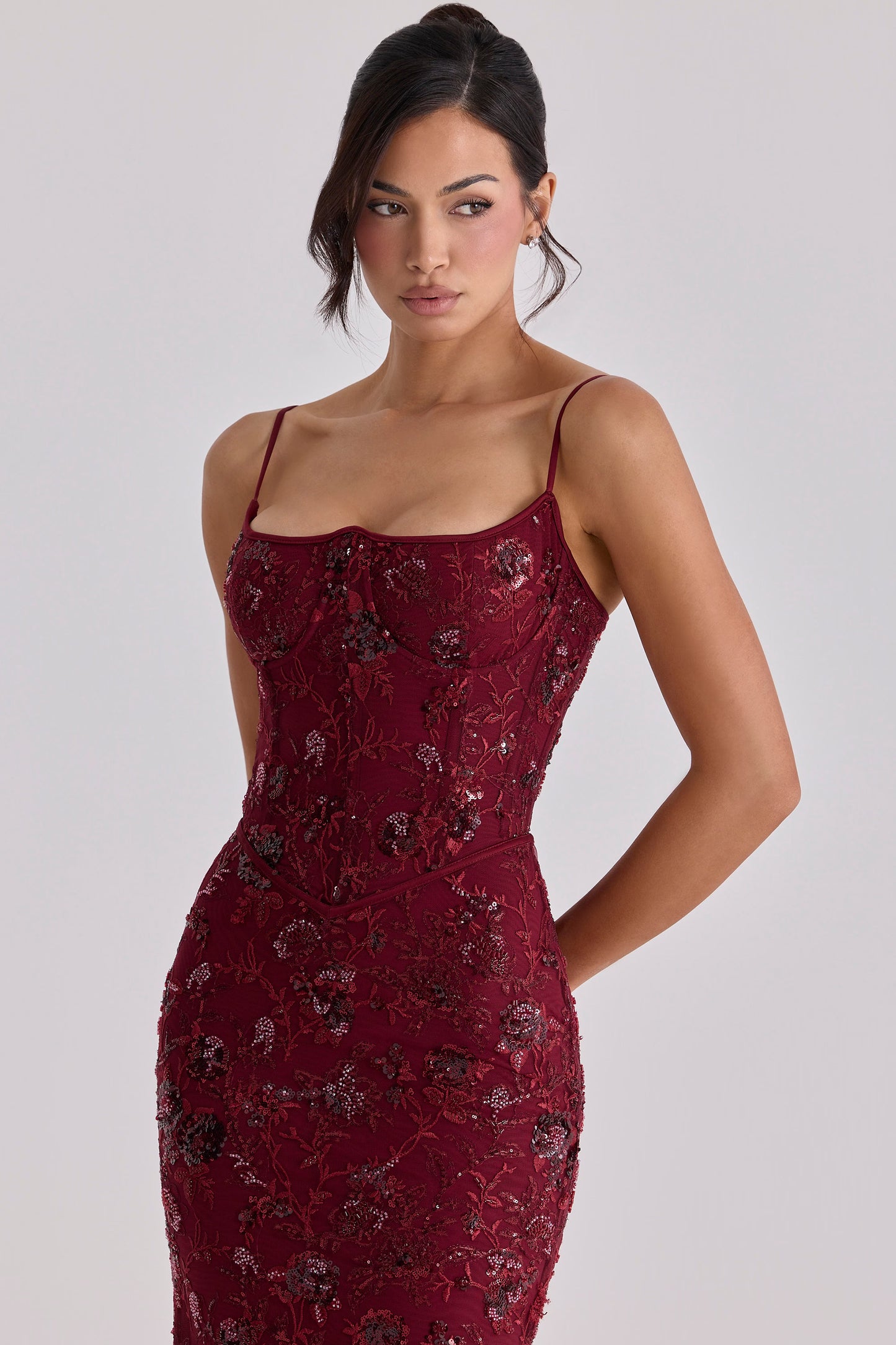 Naima Hand-Beaded Embellished Corset Maxi Dress