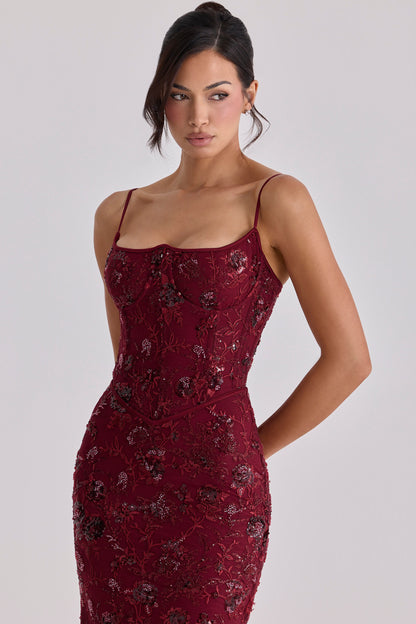 Naima Hand-Beaded Embellished Corset Maxi Dress