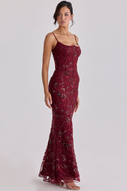 Naima Hand-Beaded Embellished Corset Maxi Dress